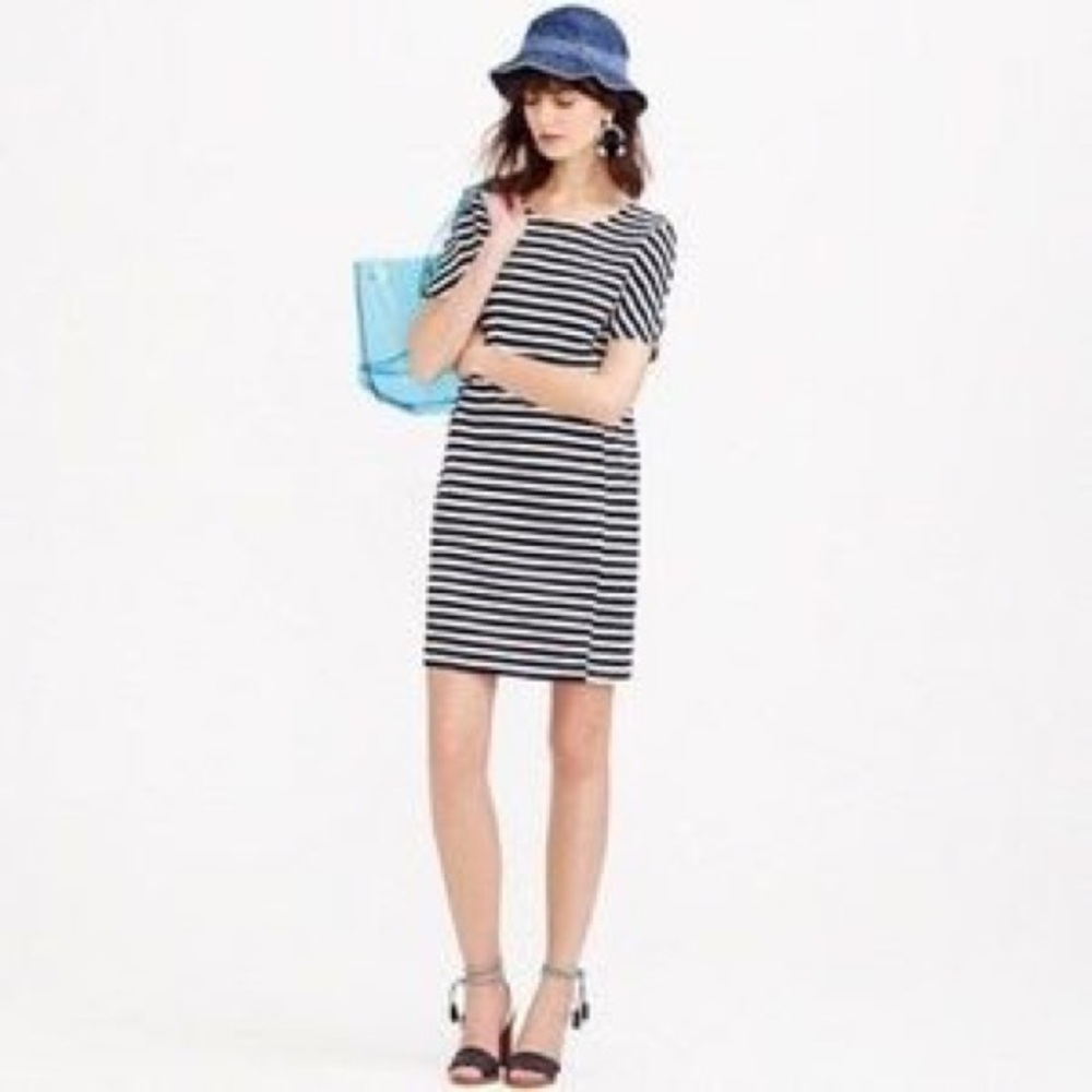 JCrew | black + white striped dress - Picture 4 of 6